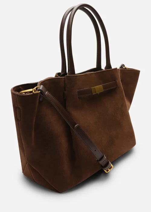 Where’s That From Dove Brown Faux Suede Tote Bag - One Size Image 4