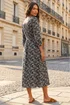 Roman Black Printed V-Neck Midi Dress - 20 Image 3