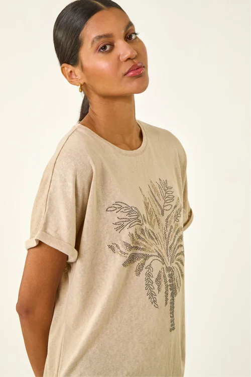 Roman Beige Embellished Detail Top - 20 Image 2