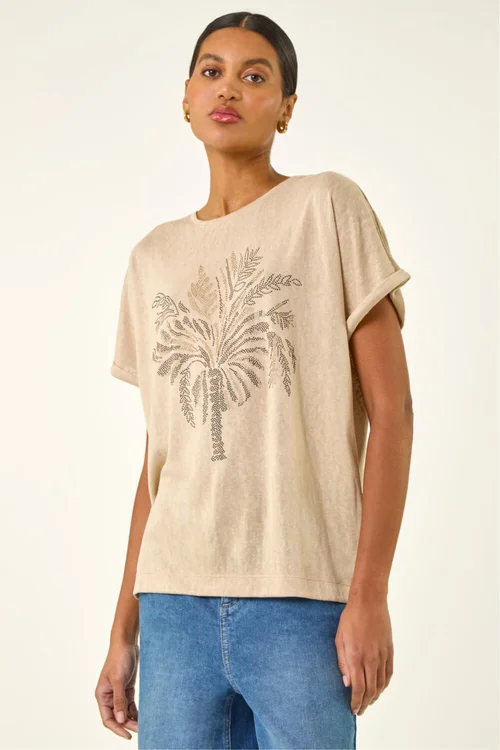 Roman Beige Embellished Detail Top - 20 Image 1