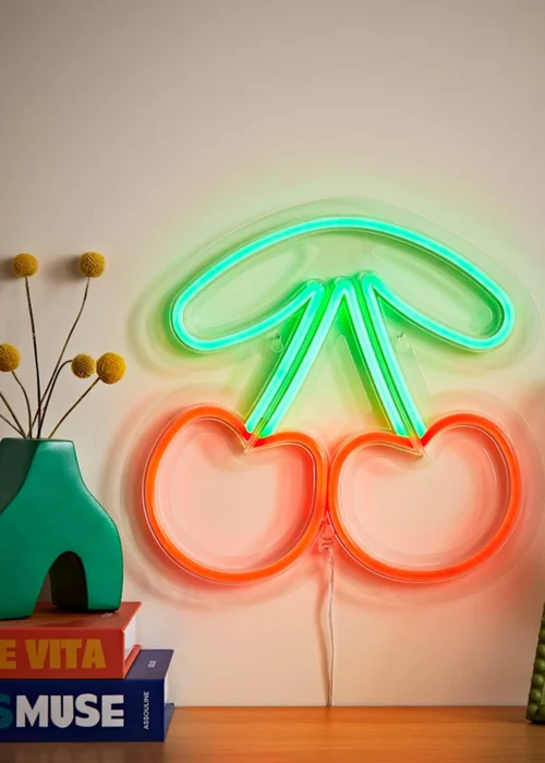 ValueLights Neon Red Cherry Wall Light Integrated LED Novelty Light - One Size Image 1