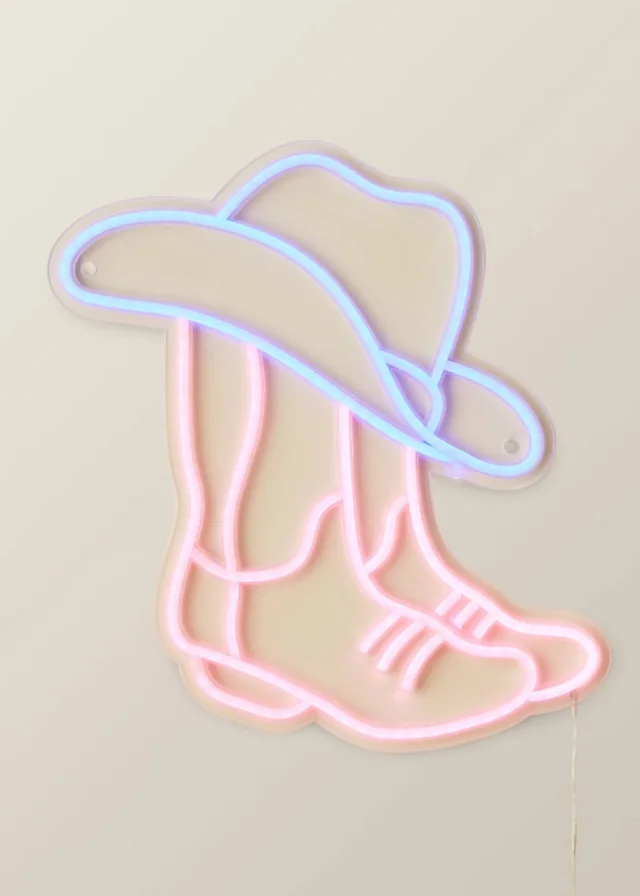 ValueLights Neon Pink & Blue Cowboy Boot Wall Light Integrated LED Novelty Light