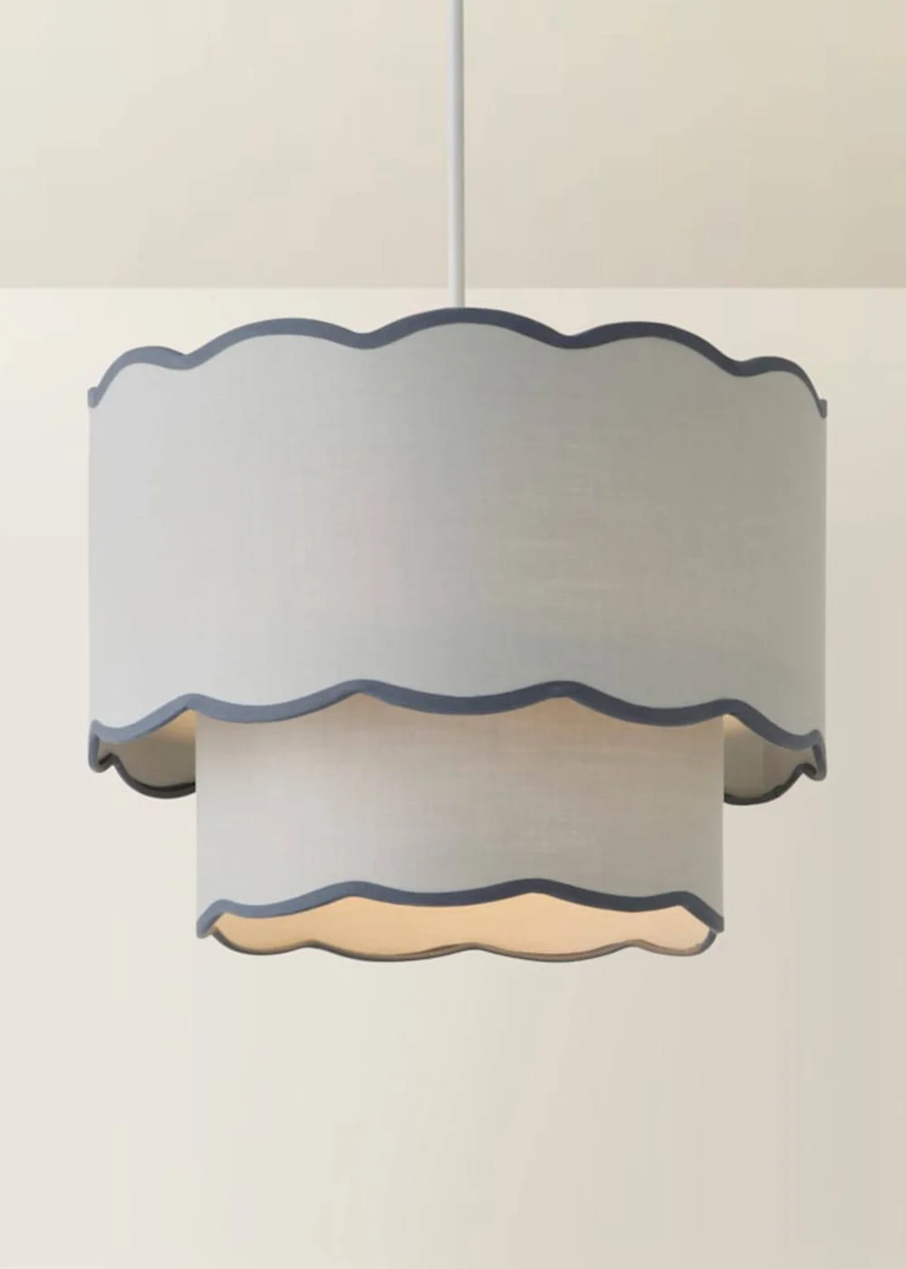 ValueLights Sloane Easy Fit Grey Ceiling Lampshade 2 Tier Scallop Shade - One Size Image 3
