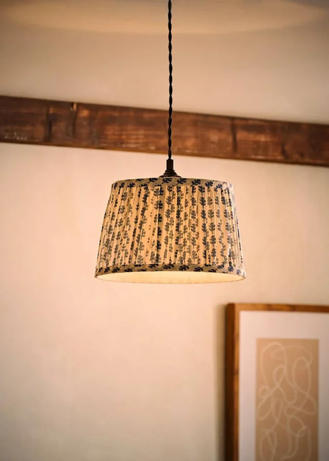 ValueLights Grange Small Easy Fit Blue Floral Pleated Lampshade