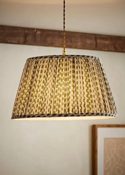 ValueLights Grange Large Easy Fit Green Floral Pleated Lampshade - One Size Image 2