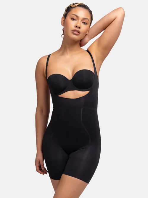 Dorina Bodysuit Black Seamless Open Bust - 3XL Image 1