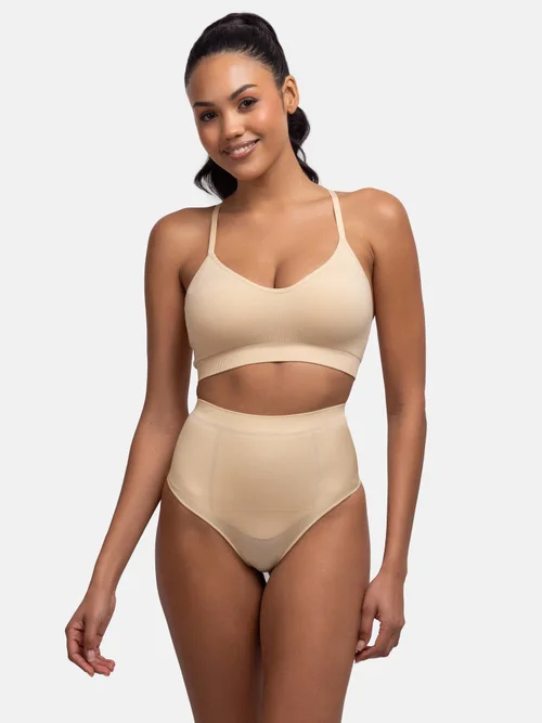 Dorina Mid Waist Thong Beige - XXL Image 1