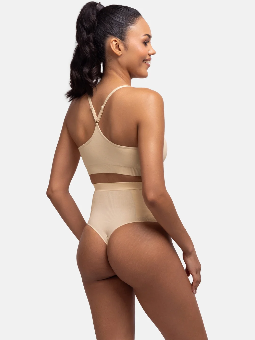 Dorina Mid Waist Thong Beige - XXL Image 2