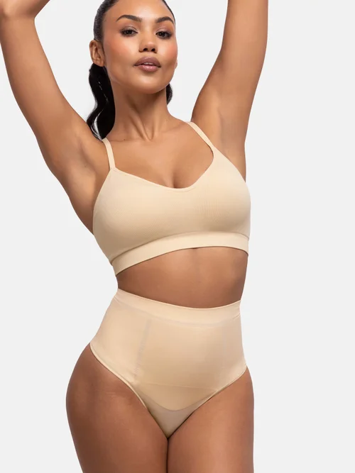 Dorina Mid Waist Thong Beige - XXL Image 3