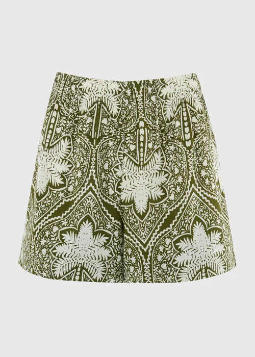 Green Palm Print Viscose Shorts - Size 8 Image 4