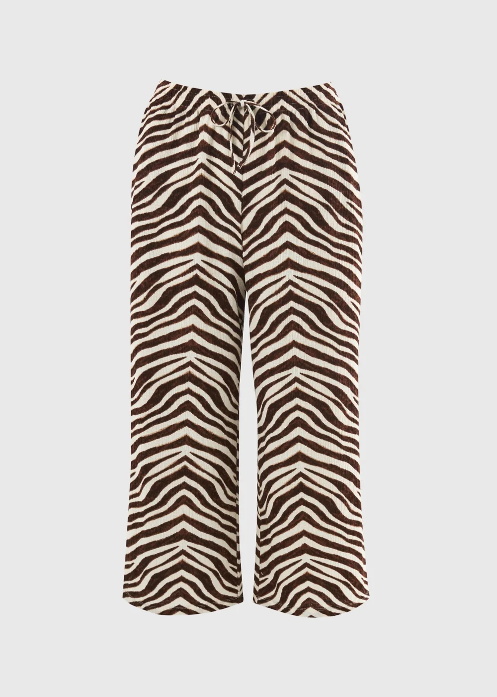 Brown Zebra Print Textured Cropped Trousers - 16 Image 4