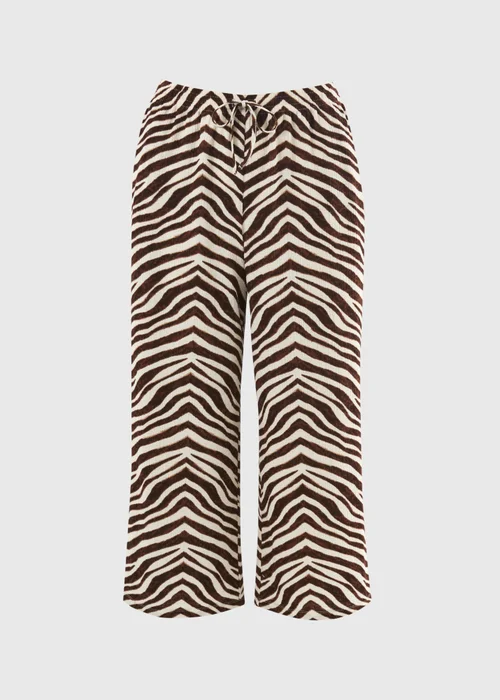 Brown Zebra Print Textured Cropped Trousers - 16 Image 4