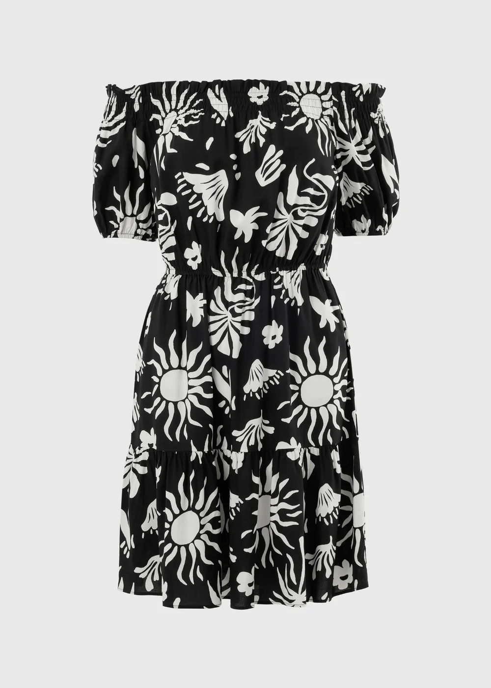 Black Sun Print Bardot Mini Dress - 20 Image 4