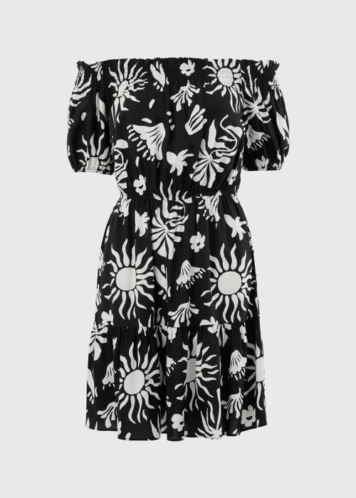 Black Sun Print Bardot Mini Dress - 20 Image 4