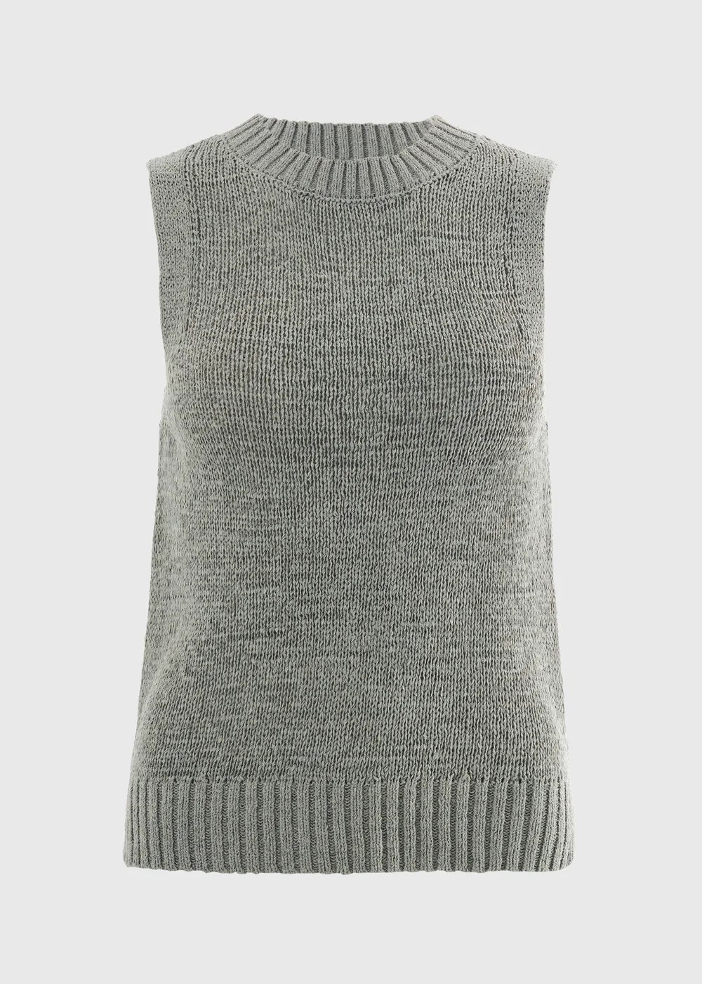 Sage Green Tape Yarn Knitted Vest Top - 3XL Image 3