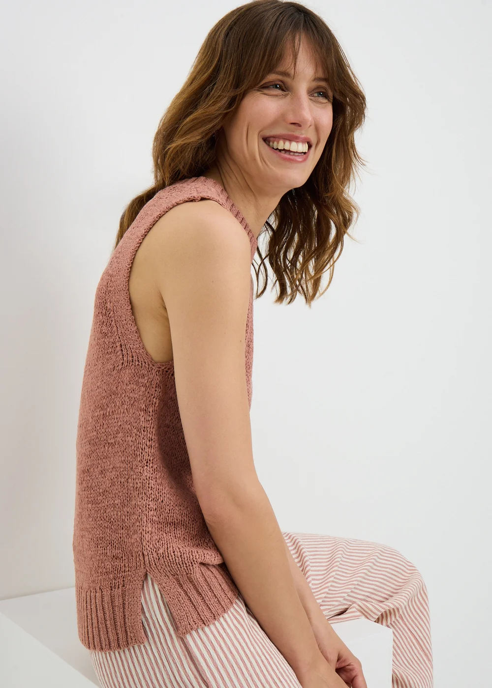 Terracotta Tape Yarn Knitted Vest Top - 3XL Image 2
