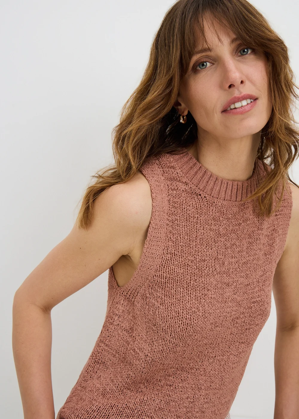Terracotta Tape Yarn Knitted Vest Top - 3XL Image 3