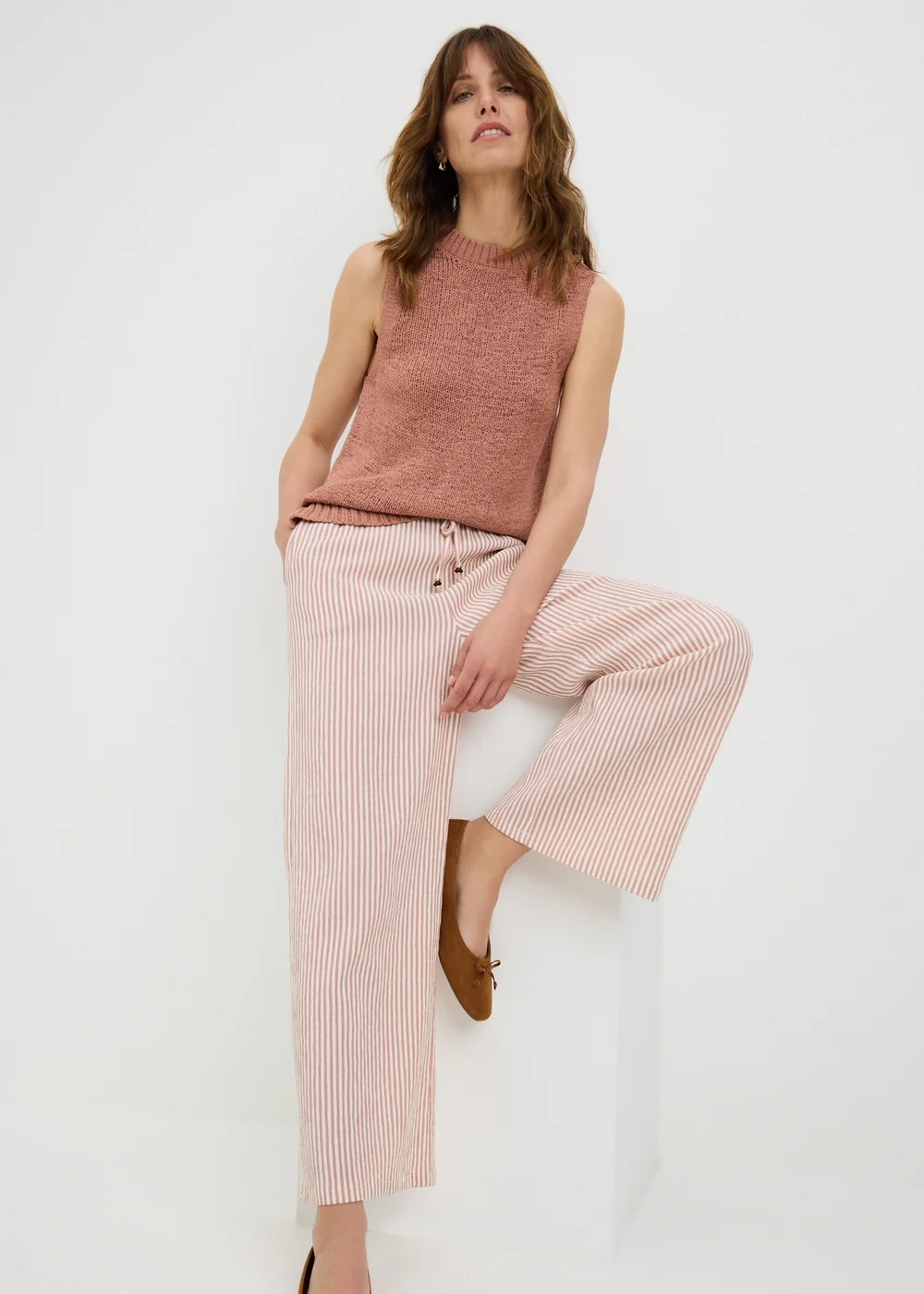 Terracotta Tape Yarn Knitted Vest Top - 3XL Image 1