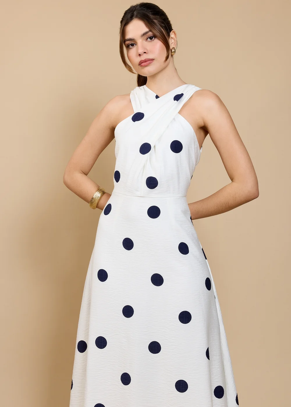 Little Mistress Spot Print Halter Midaxi Dress by Vicky Pattison - 22 | Matalan Little Mistress Spot Print Halter Midaxi Dress by Vicky Pattison - 22 | Matalan
