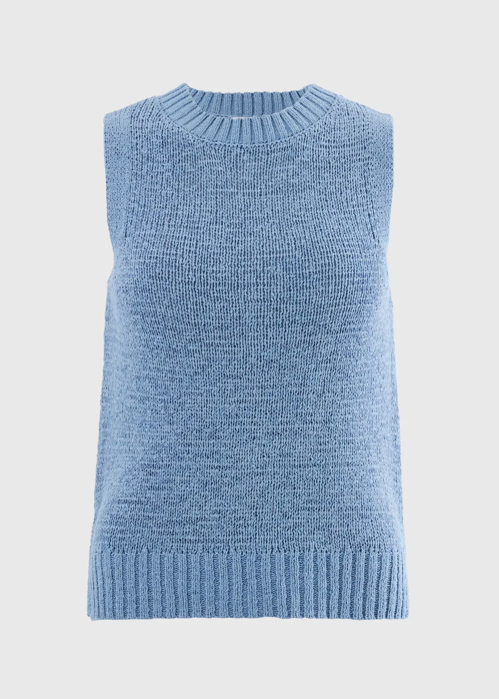 Light Blue Tape Yarn Knitted Vest Top - M Image 3