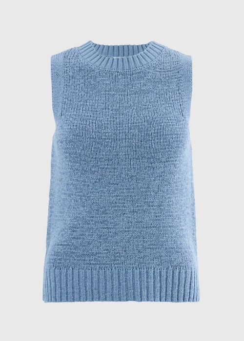 Light Blue Tape Yarn Knitted Vest Top - M Image 3