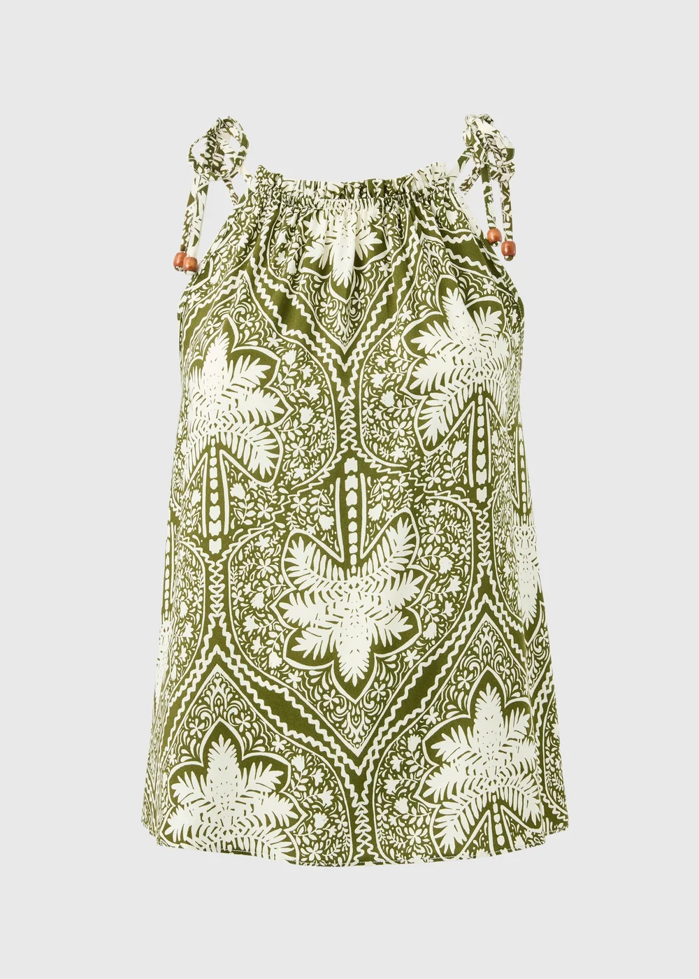 Khaki Palm Print Cami Co Ord Top - 24 Image 3