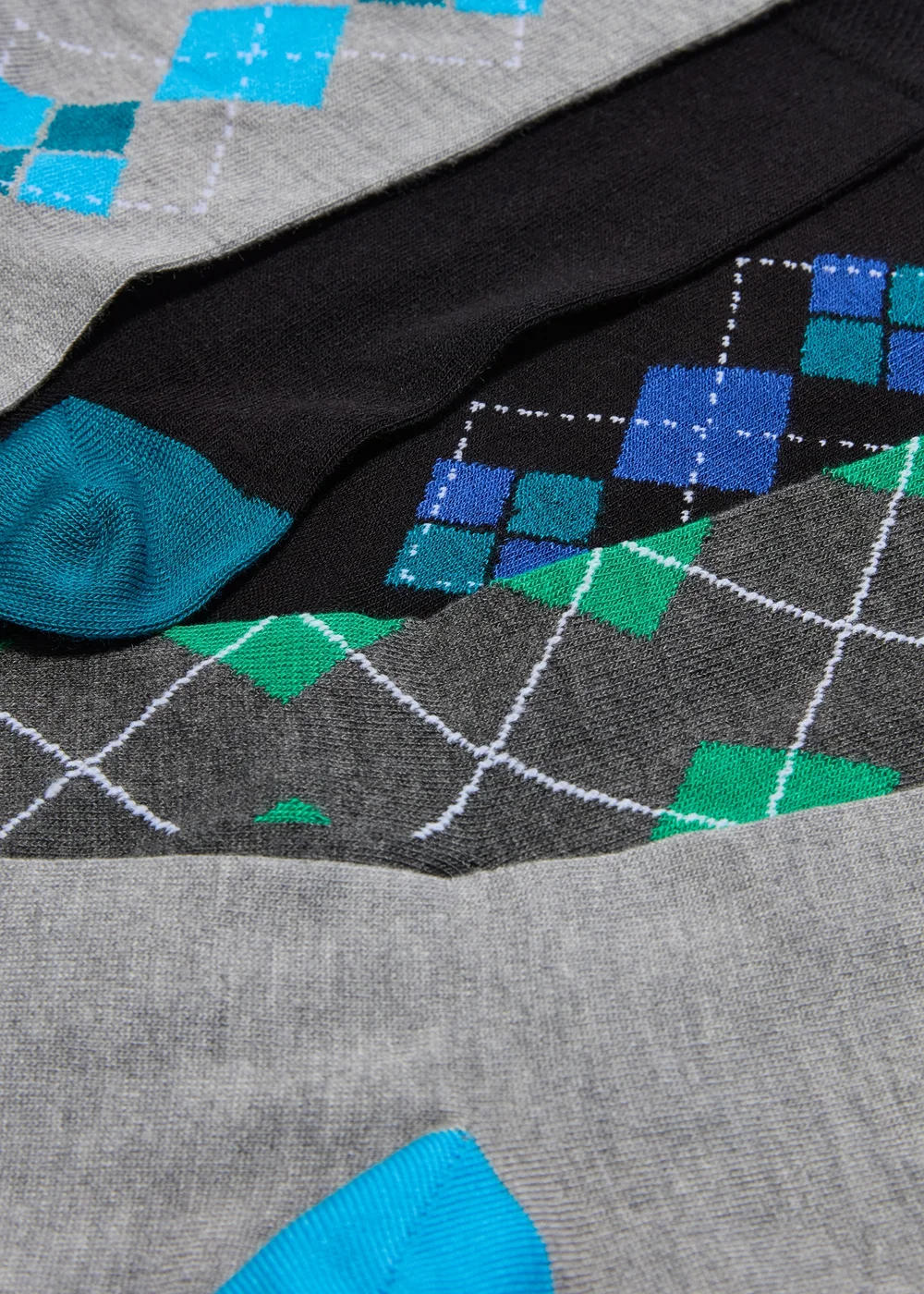 5 Pack Multicolour Argyle Flexi Top Ankle Socks - 6-8.5 Image 2