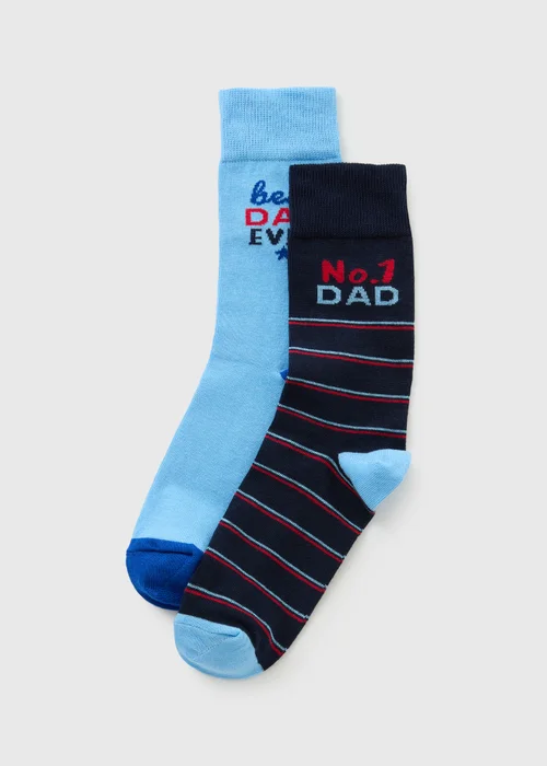 2 Pack Blue Dad Father's Day Ankle Socks - 6-8.5 Image 1