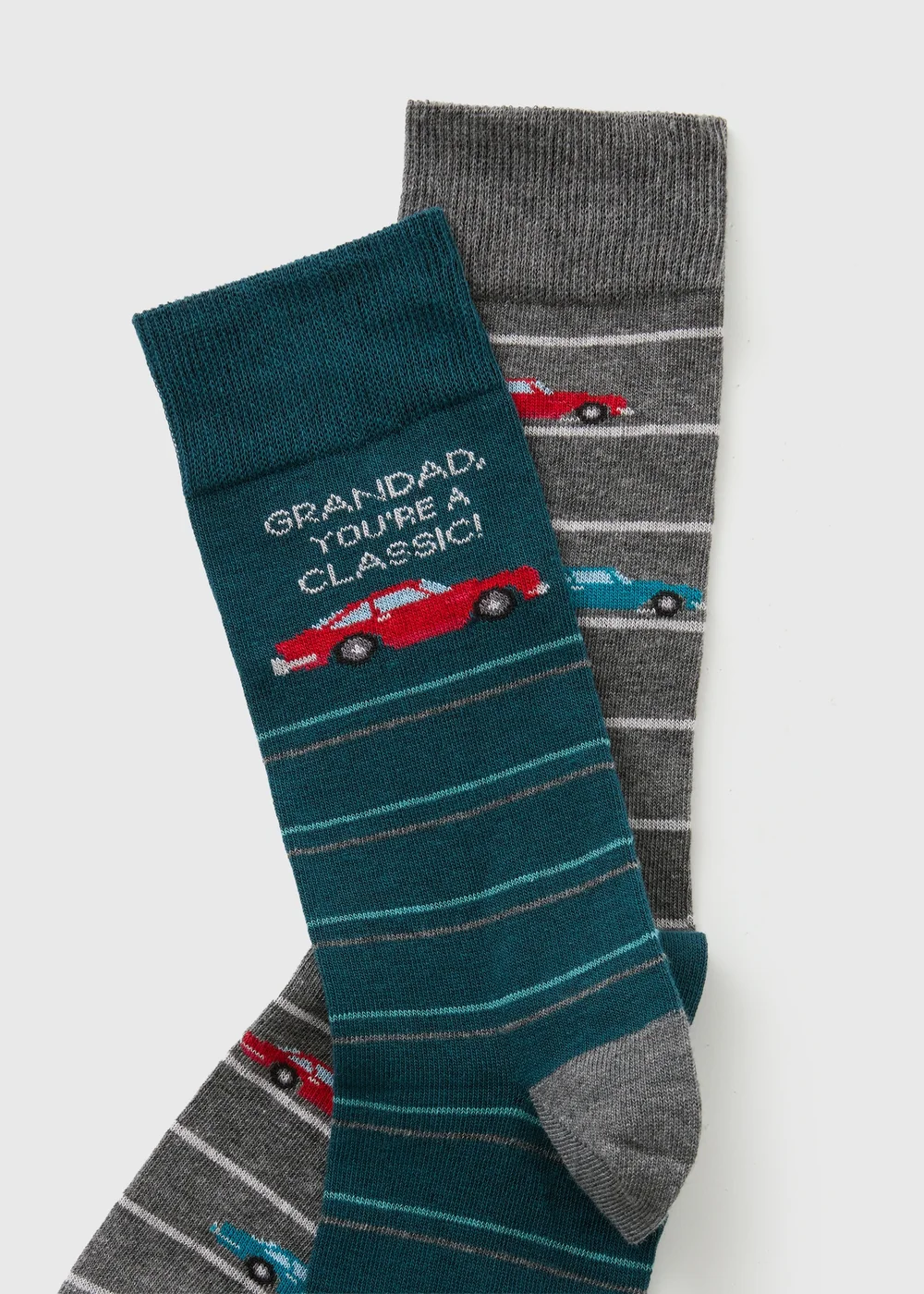 2 Pack Teal Grandad Car Father's Day Ankle Socks - 6-8.5 Image 2