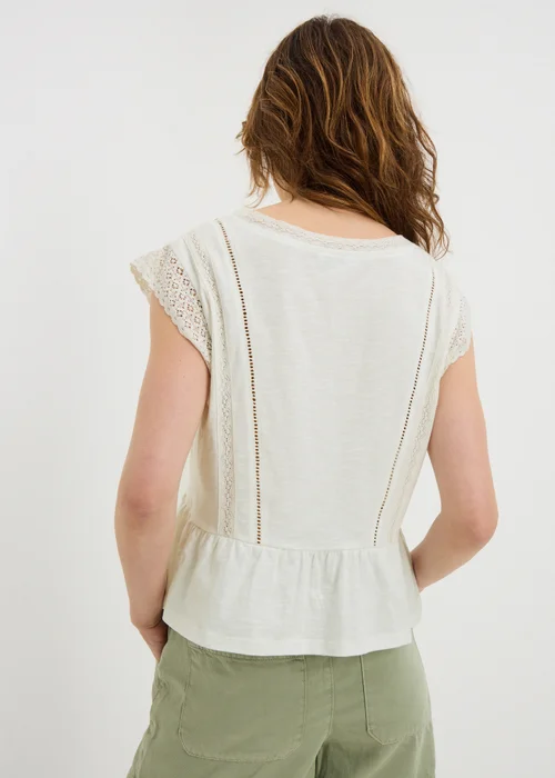 Ivory Lace Trim Peplum Top - 16 Image 2