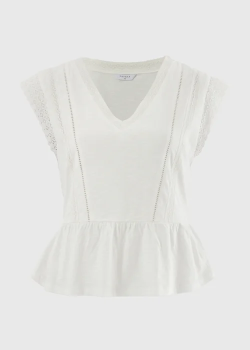 Ivory Lace Trim Peplum Top - 16 Image 3