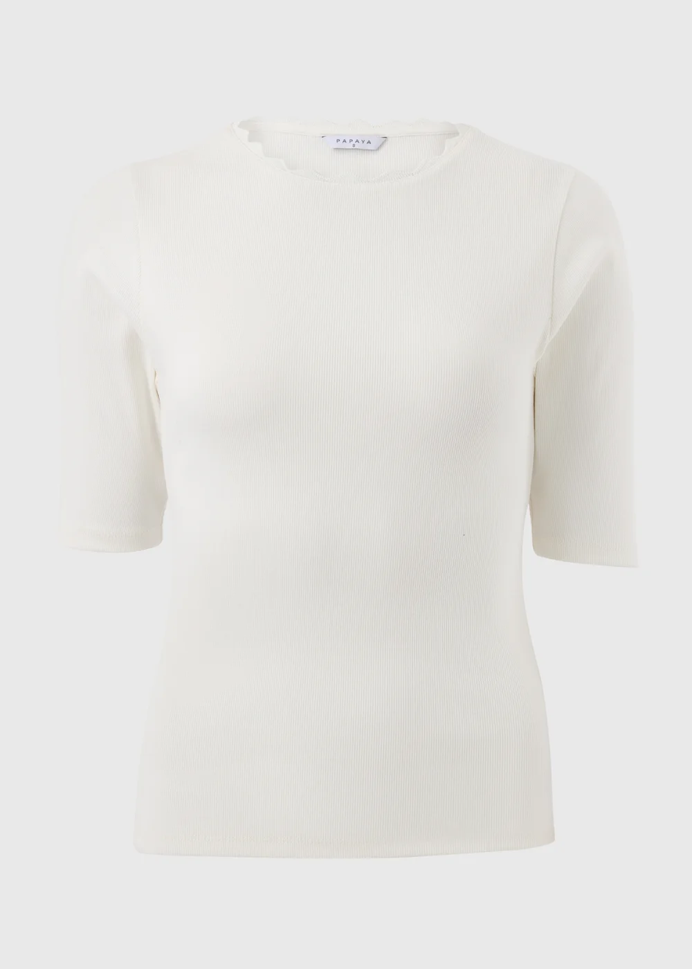 Cream Neck Trim Fitted T-Shirt - 16 Image 3