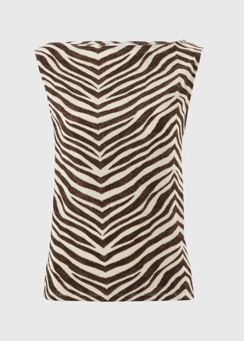 Brown Zebra Print Textured Co Ord Vest Top - 12 Image 4