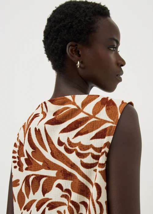 Chocolate Brown Leaf Textured Co Ord Vest Top - 8 Image 2