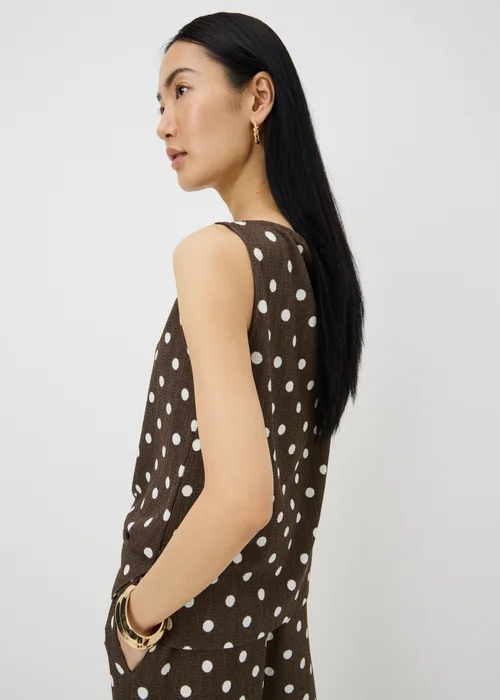 Chocolate Brown Polka Dot Textured Co Ord Vest Top - 22 Image 2