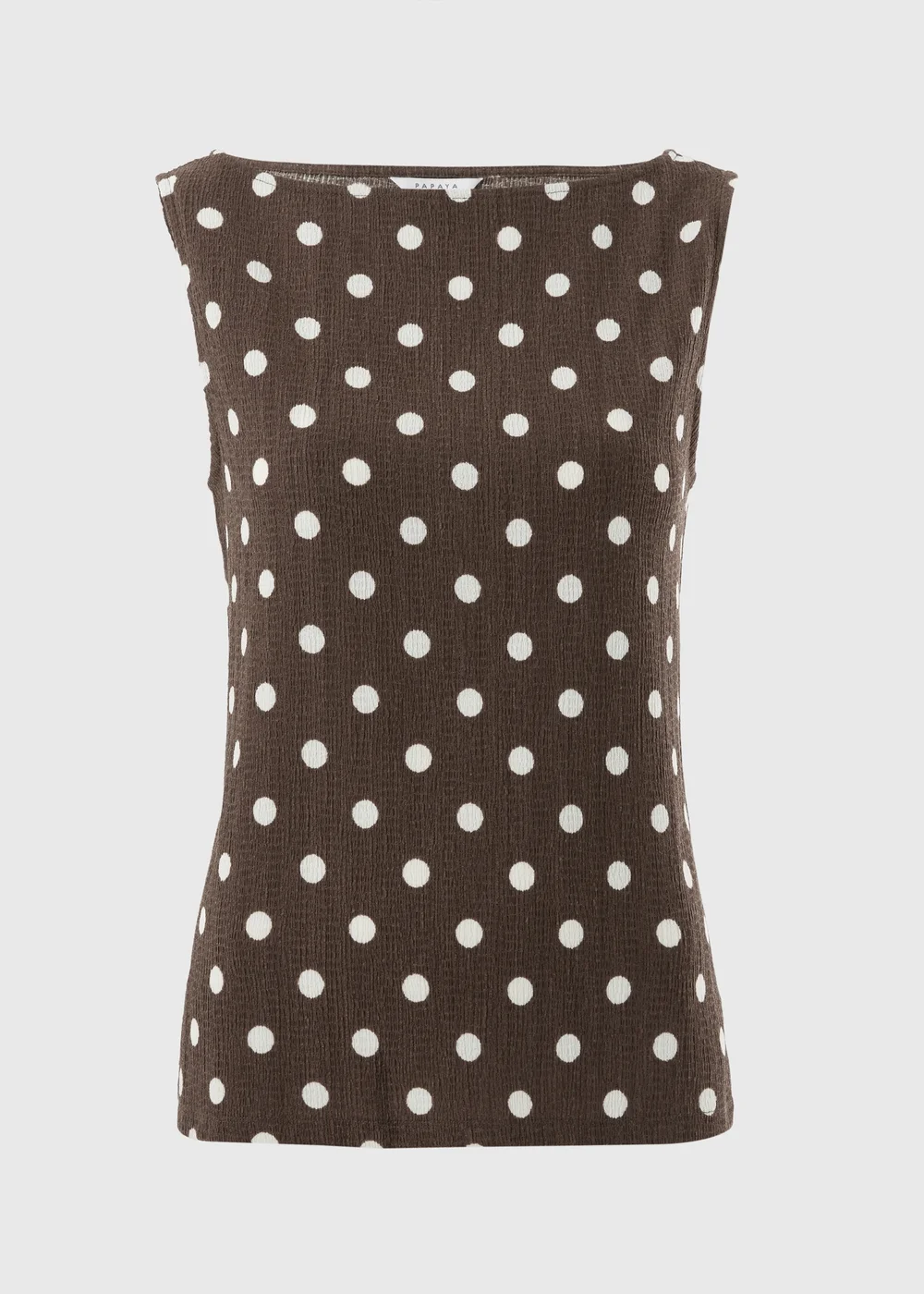 Chocolate Brown Polka Dot Textured Co Ord Vest Top - 22 Image 4