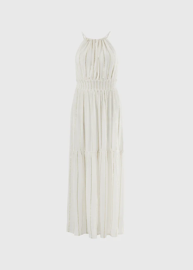 Cream Sequin Sparkle Maxi Beach Dress