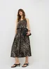Brown Leopard Print Shirred Co Ord Midaxi Skirt - 8 Image 1