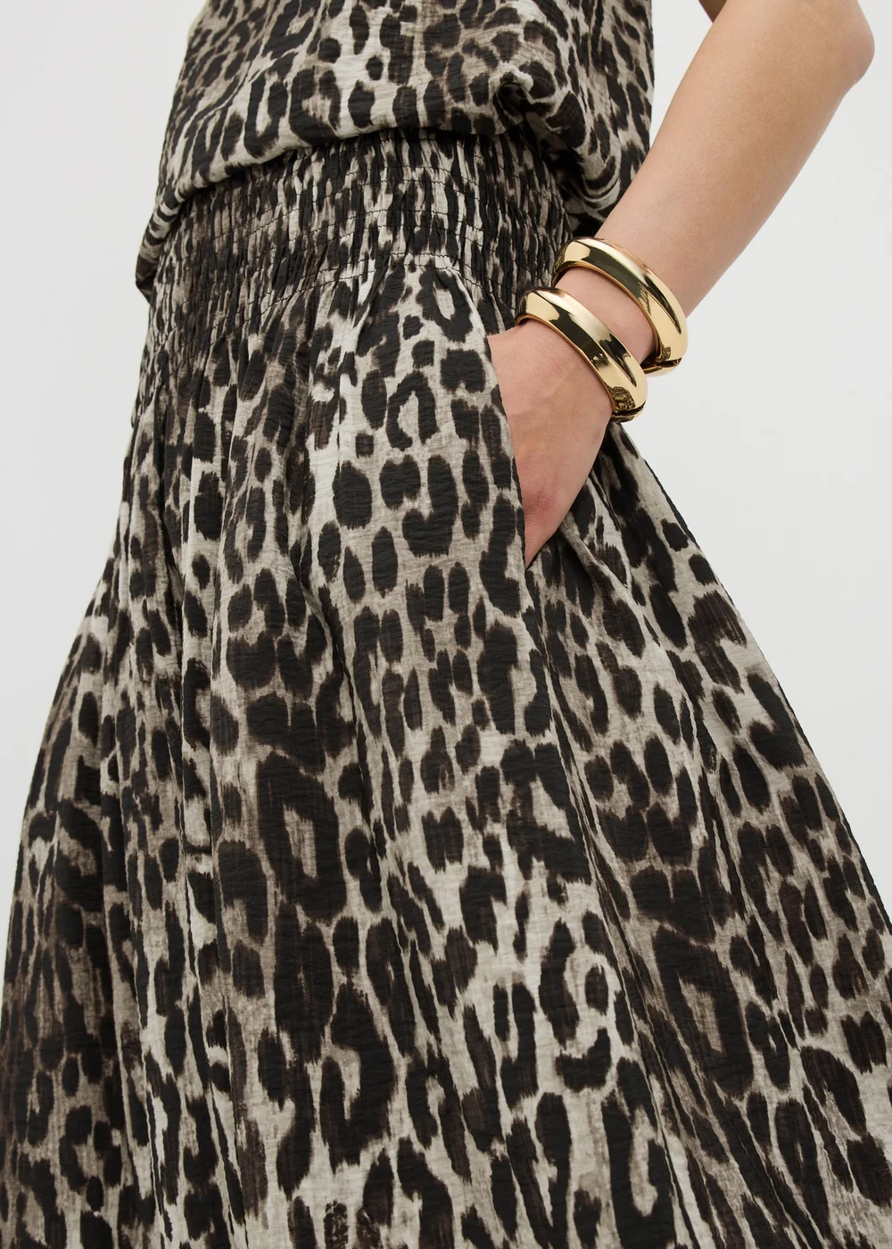 Brown Leopard Print Shirred Co Ord Midaxi Skirt - 8 Image 3