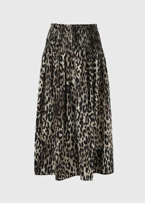 Brown Leopard Print Shirred Co Ord Midaxi Skirt - 8 Image 4