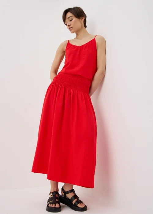 Red Shirred Waist Midaxi Skirt - 20 Image 1