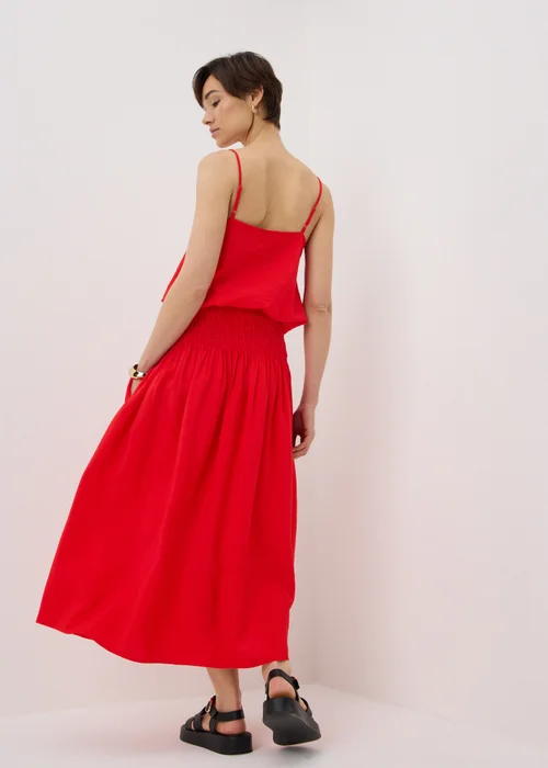 Red Shirred Waist Midaxi Skirt - 20 Image 2