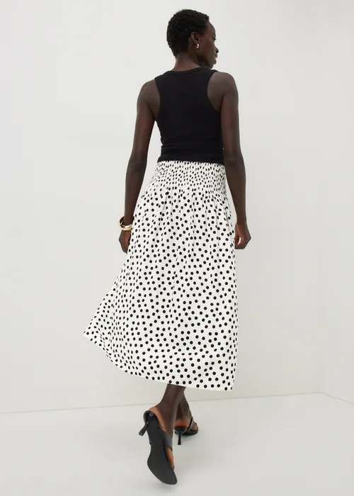 Cream Polka Dot Shirred Waist Midaxi Skirt - 20 Image 2