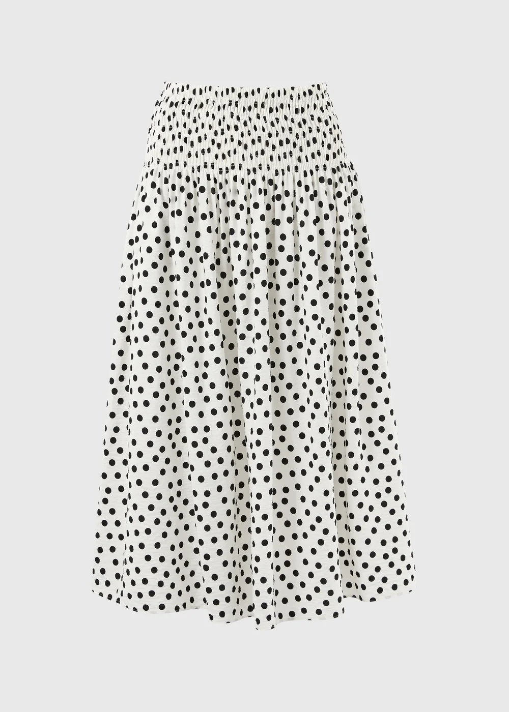 Cream Polka Dot Shirred Waist Midaxi Skirt - 20 Image 4