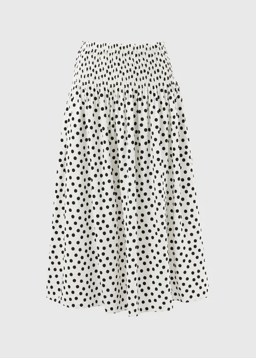 Cream Polka Dot Shirred Waist Midaxi Skirt - 20 Image 4