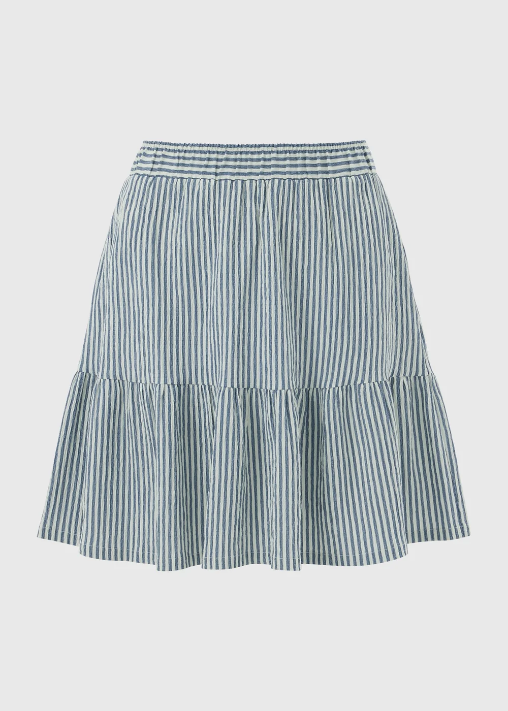 Blue Stripe Woven Textured Mini Skirt - 8 Image 4
