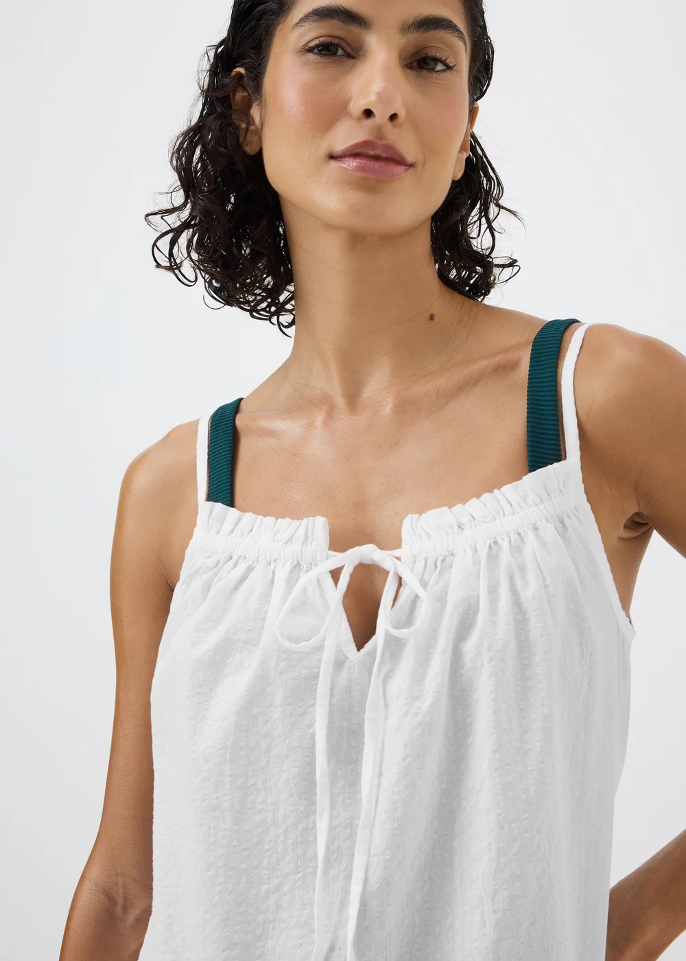 White Tiered Mini Beach Dress - M Image 2