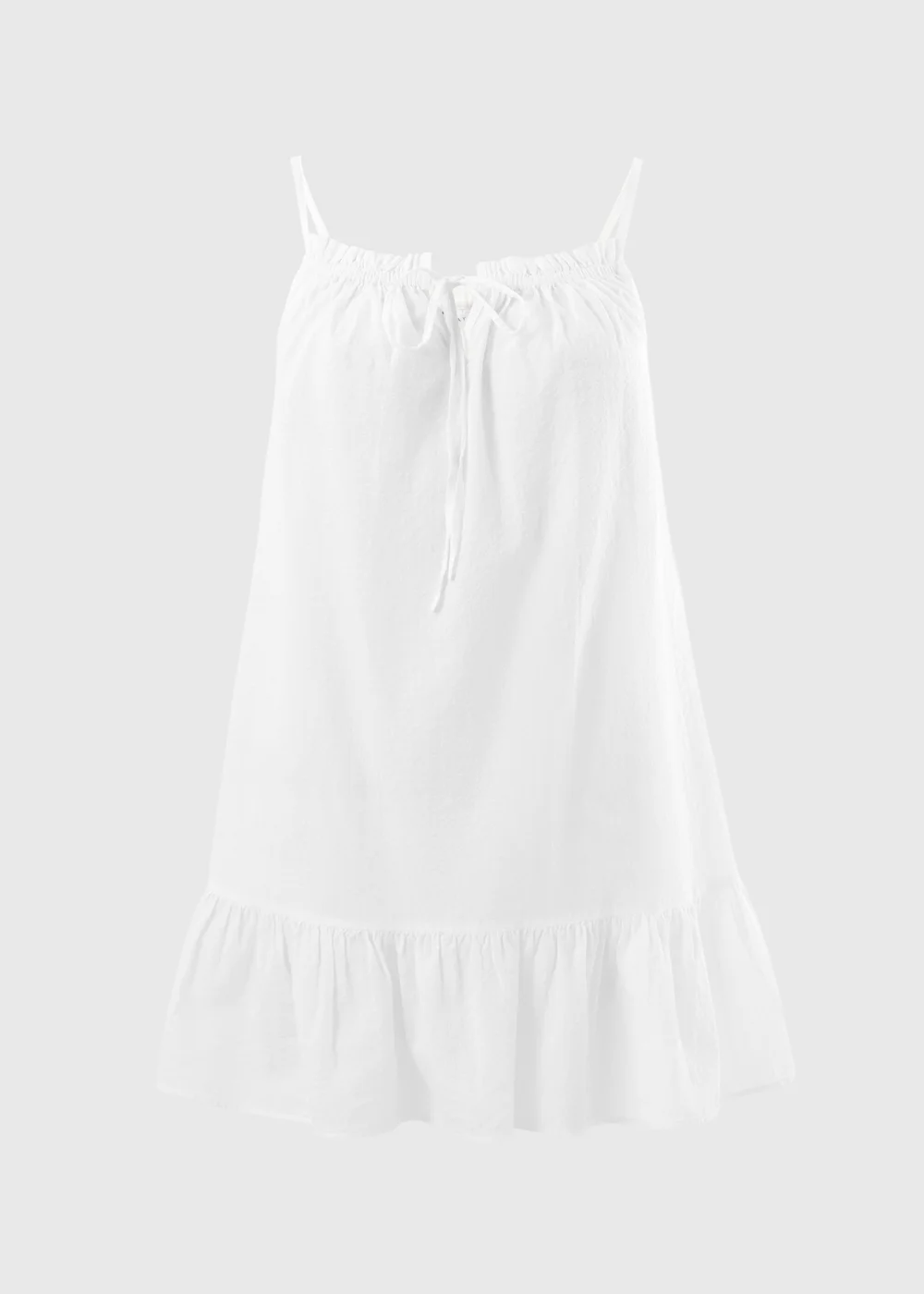 White Tiered Mini Beach Dress - M Image 3