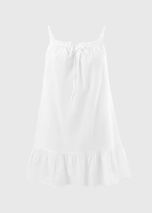 White Tiered Mini Beach Dress - M Image 3