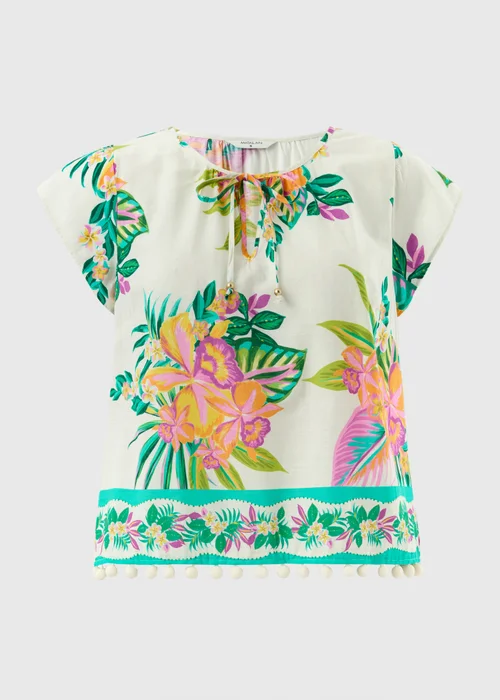 Cream Floral Border Print Co Ord Beach Blouse - XS Image 3